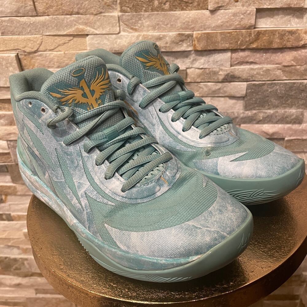 PUMA MB.02 LaMelo Ball Jade Basketball Shoes | Lake Green & Team Gold | Men’s 7